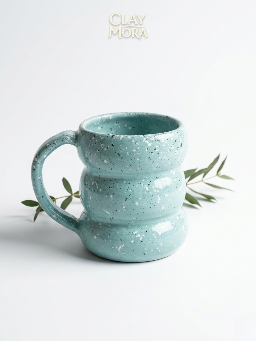 ClayMora | Teal Speckled Bubble Mug ( 300 ML )