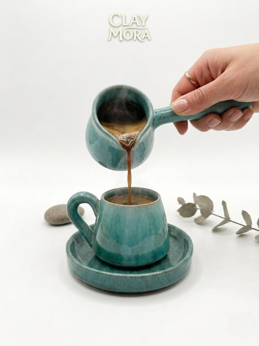 ClayMora | Green Turkish Coffee Cup ( 80 ML )