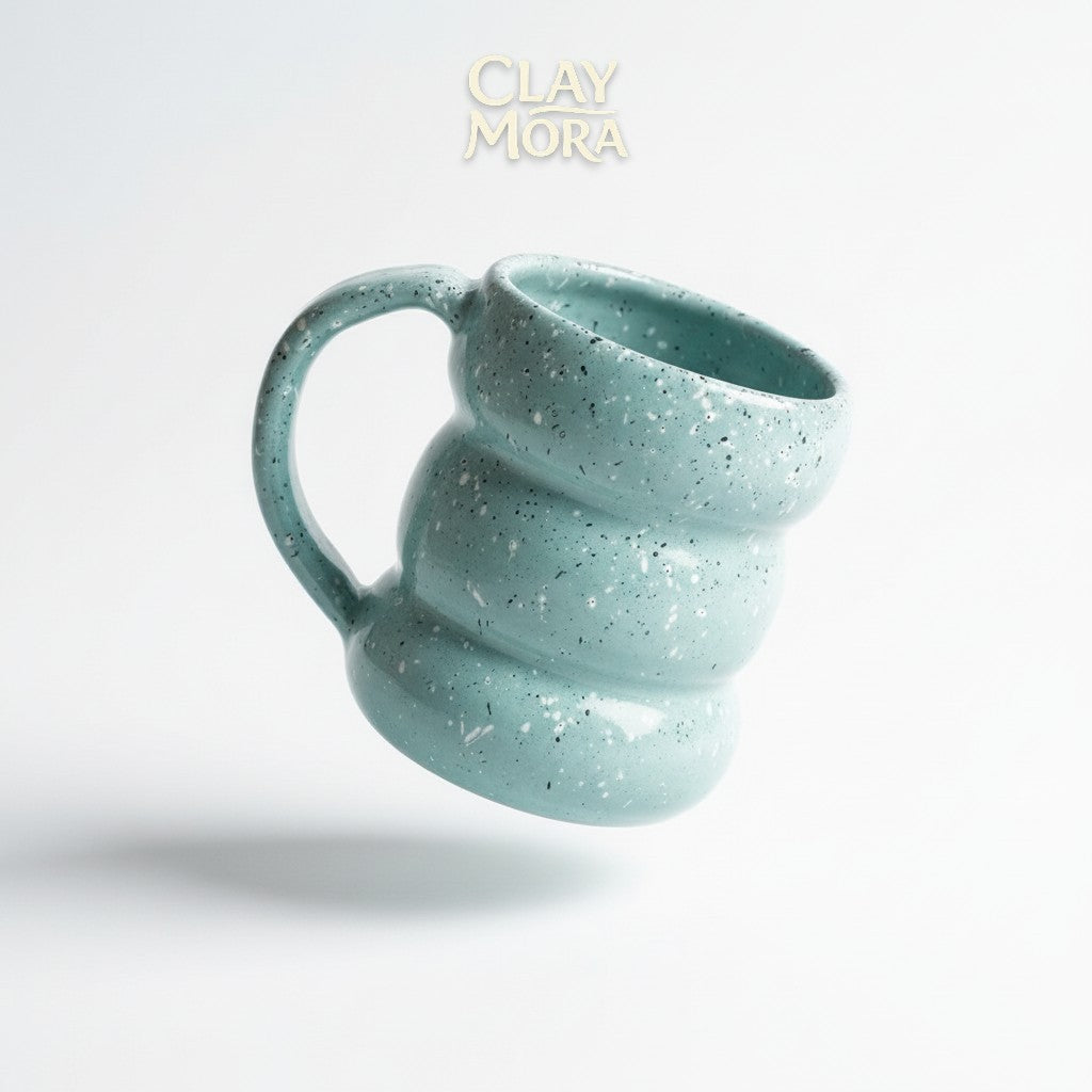 ClayMora | Teal Speckled Bubble Mug ( 300 ML )